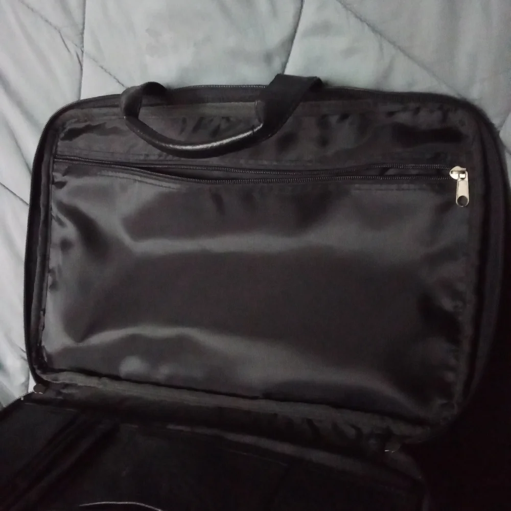 Vintage Black Leather Briefcase Style Crossbody Bag Stylish Laptop Carrying Bag